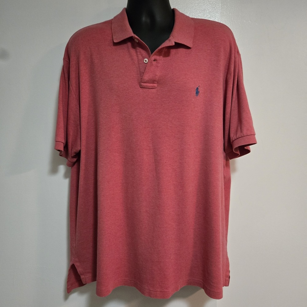 Polo Ralph Lauren XXL Muted Red Soft 100% Cotton Short Sleeve Polo Knit Shirt
